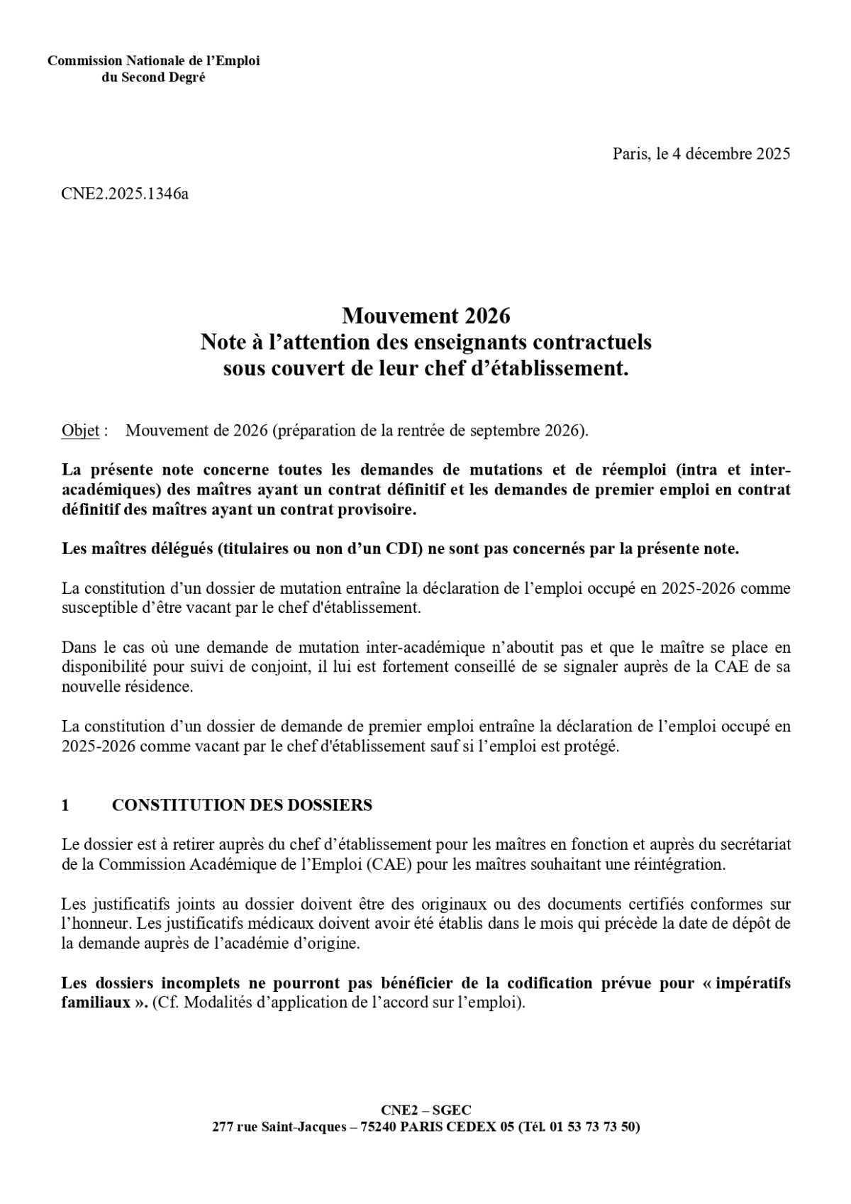 MOUVEMENT DE L'EMPLOI 2D 