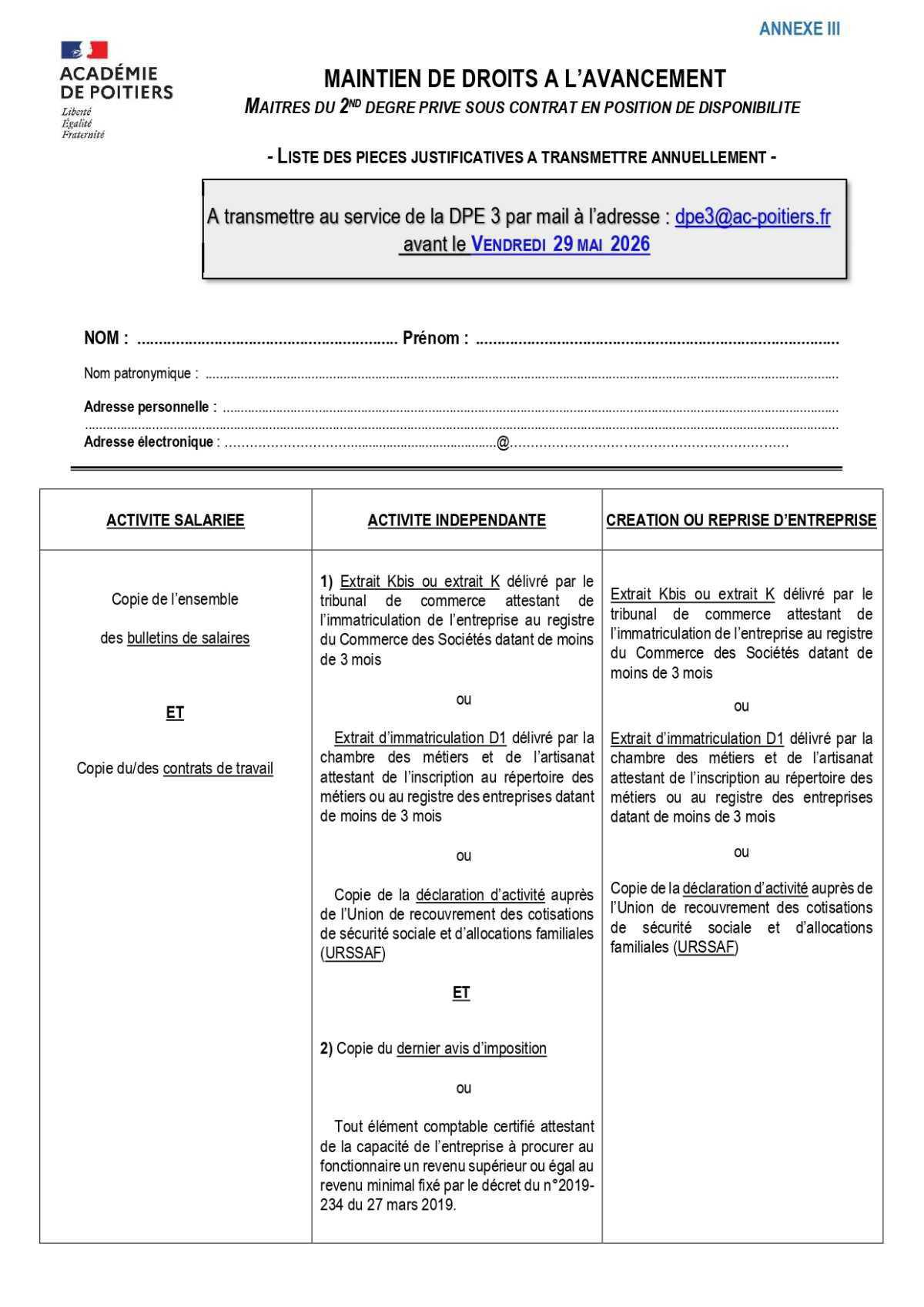 CIRCULAIRE DISPONIBILITE second degré