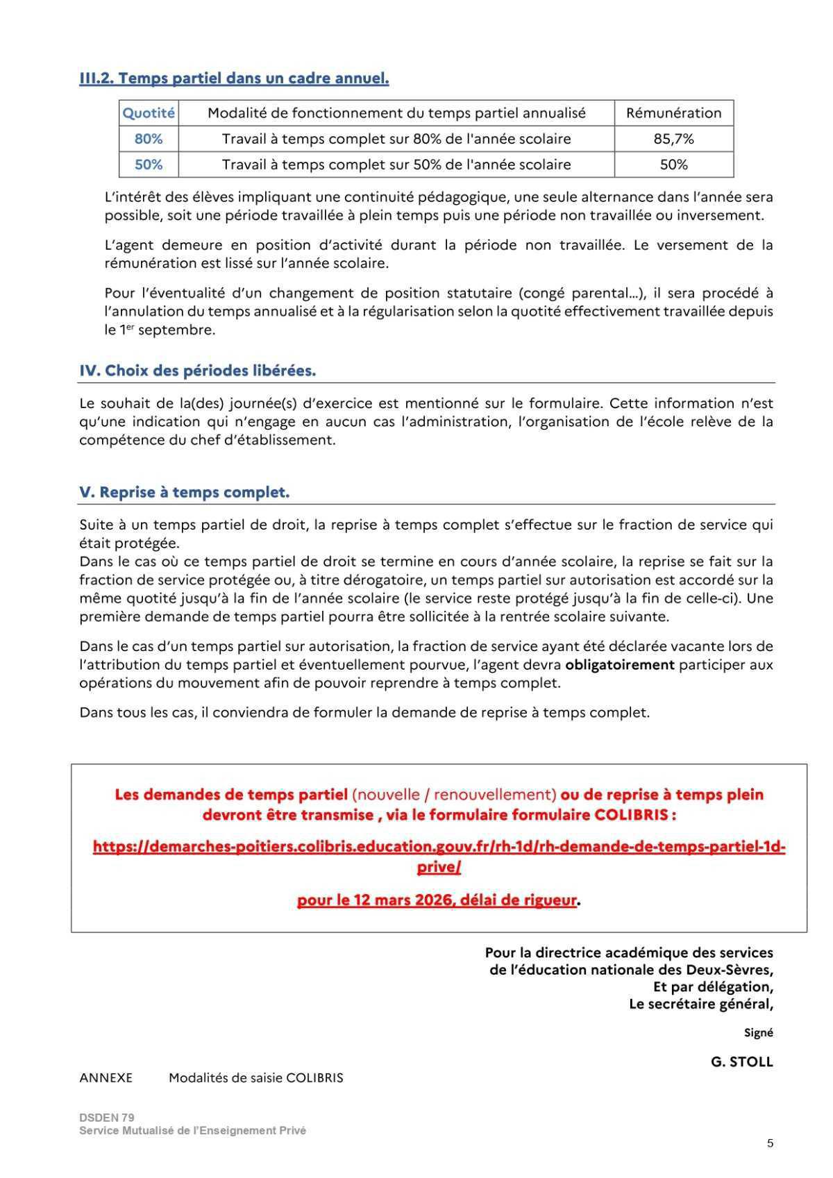 TEMPS PARTIEL ou retour à TEMPS COMPLET 1D