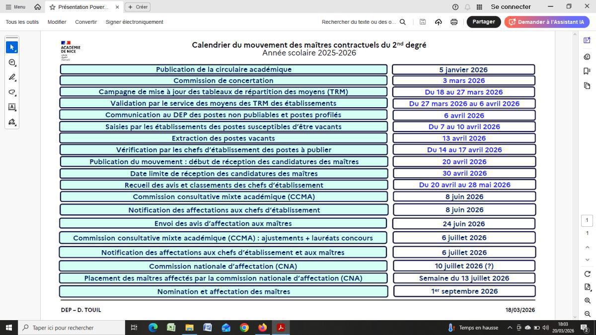 ATTENTION mouvement du 2nd degré: modification du calendrier