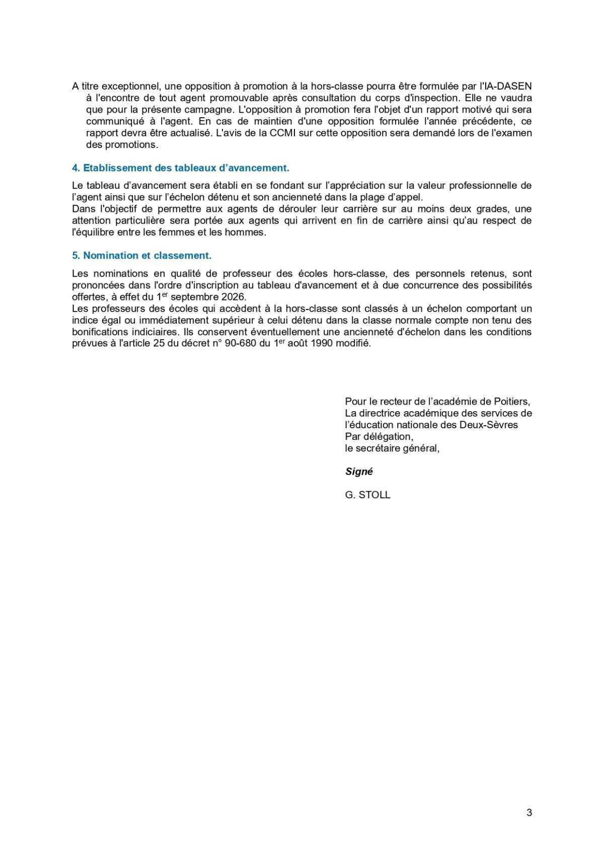 Circulaire Passage à la HORS-CLASSE 1er degré
