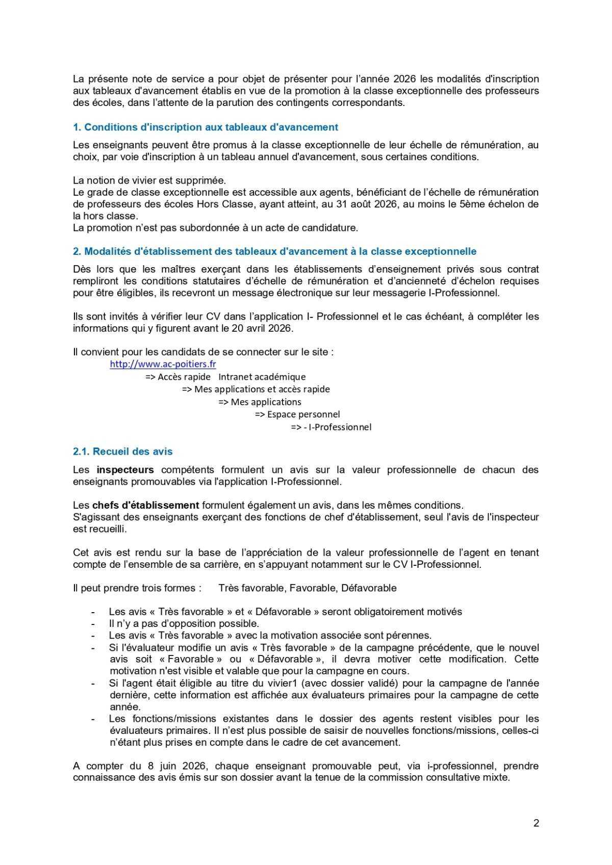 CIRCULAIRE - Passage à la CLASSE EXCEPTIONNELLE - 1er degré