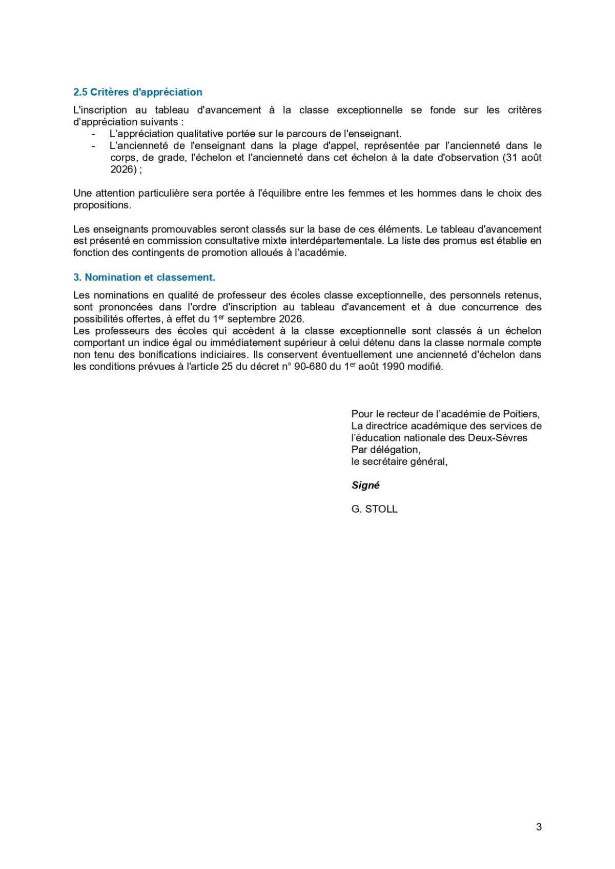 CIRCULAIRE - Passage à la CLASSE EXCEPTIONNELLE - 1er degré