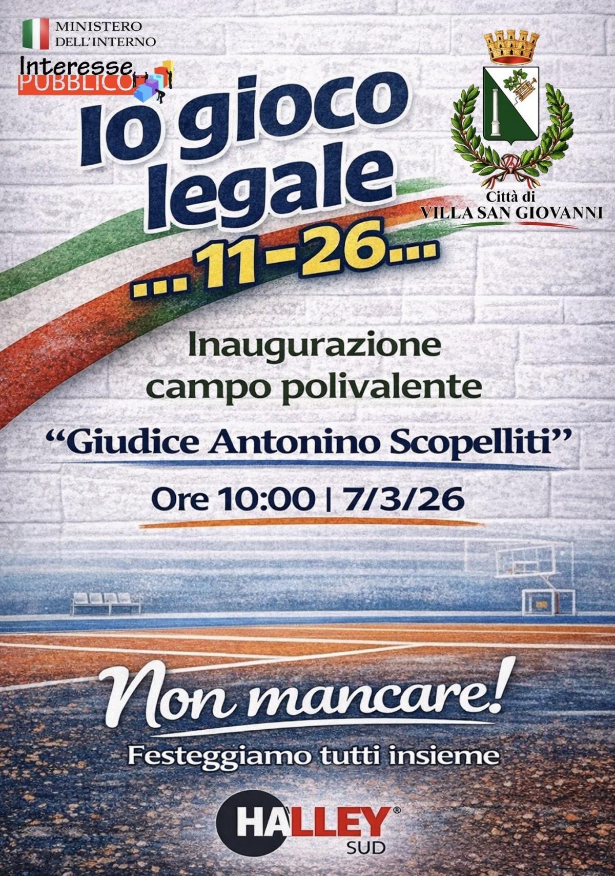 Inaugurazione campo Polivalente "Giudice Antonino Scopelliti" (inizio ore 10.00)