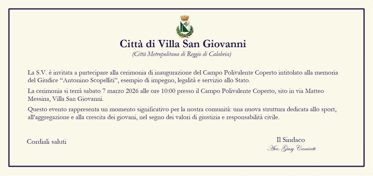 Inaugurazione campo Polivalente "Giudice Antonino Scopelliti" (inizio ore 10.00)