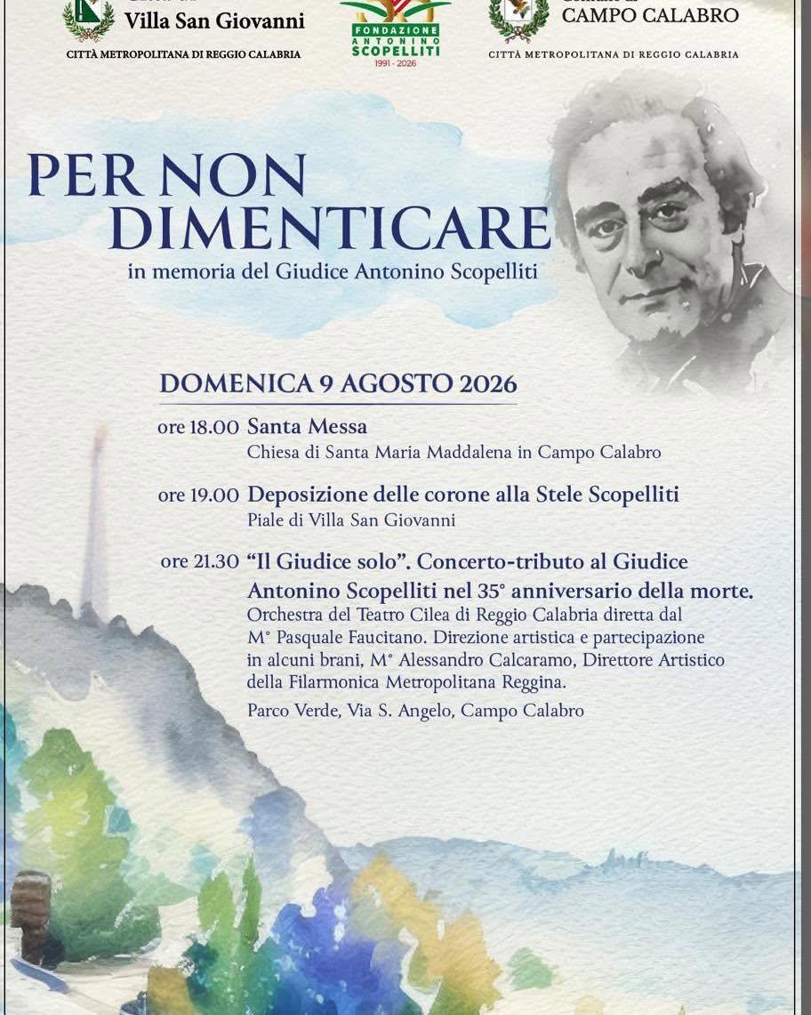 Deposizione delle corone alla Stele Scopelliti - per non dimenticare - in memoria del Giudice Antonino Scopelliti (inizio ore 19.00)