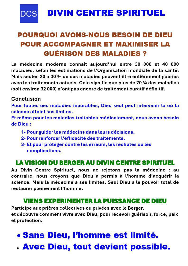 POURQUOI AVONS-NOUS BESOIN DE DIEU POUR GUÉRIR DES MALADIES?