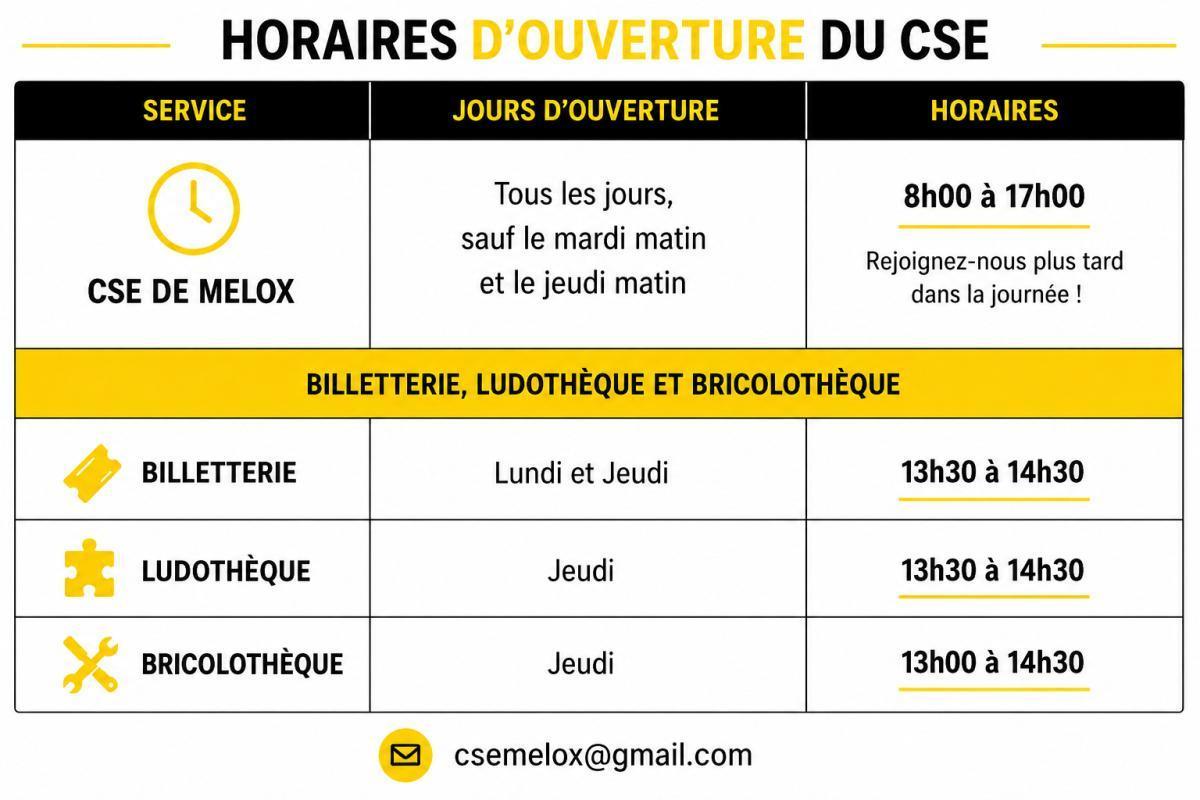 Horaires et contact