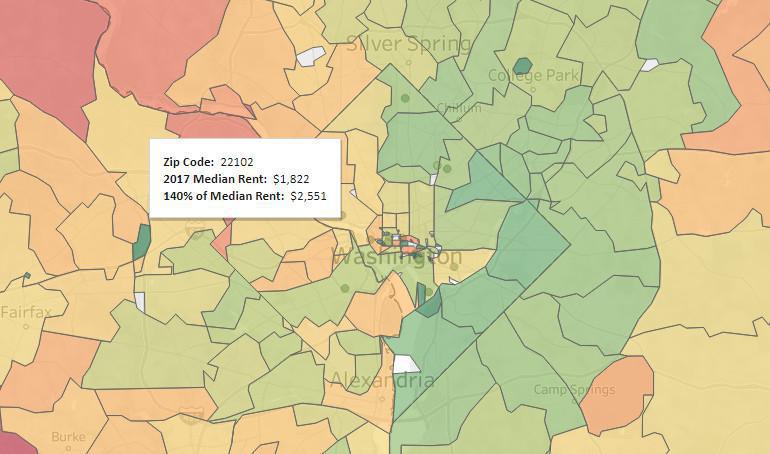 VIZ: 2017 HUD Median Rent by Zip Code