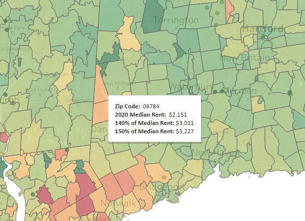 VIZ: 2020 HUD Median Rent by Zip Code