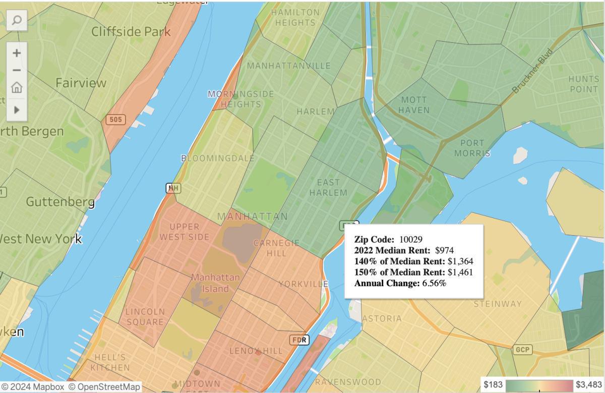 VIZ: 2022 HUD Median Rent by Zip Code