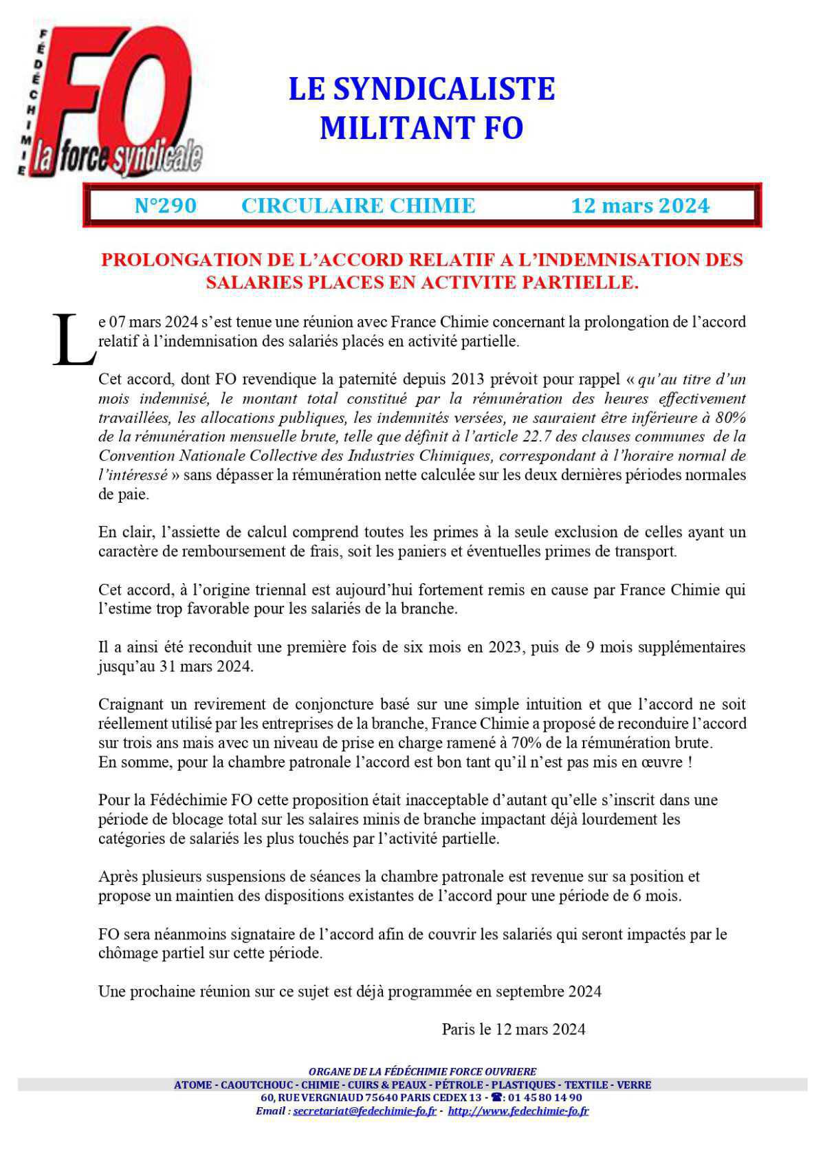Branche Pétrole / Circulaire