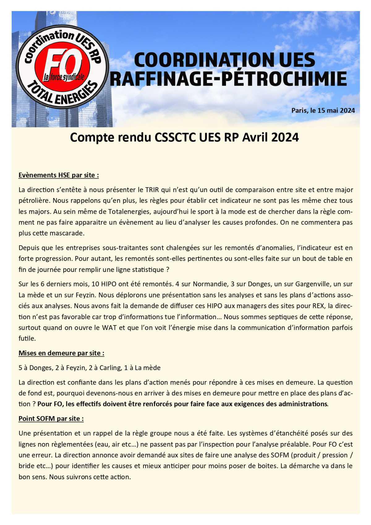 Info CSSCT Centrale