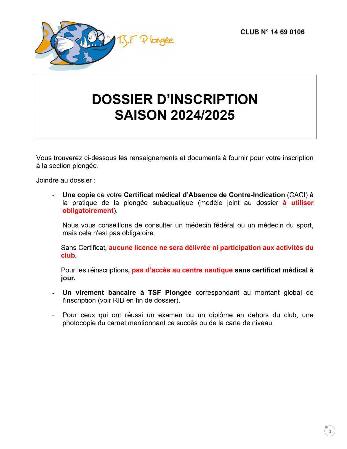 Section plongée