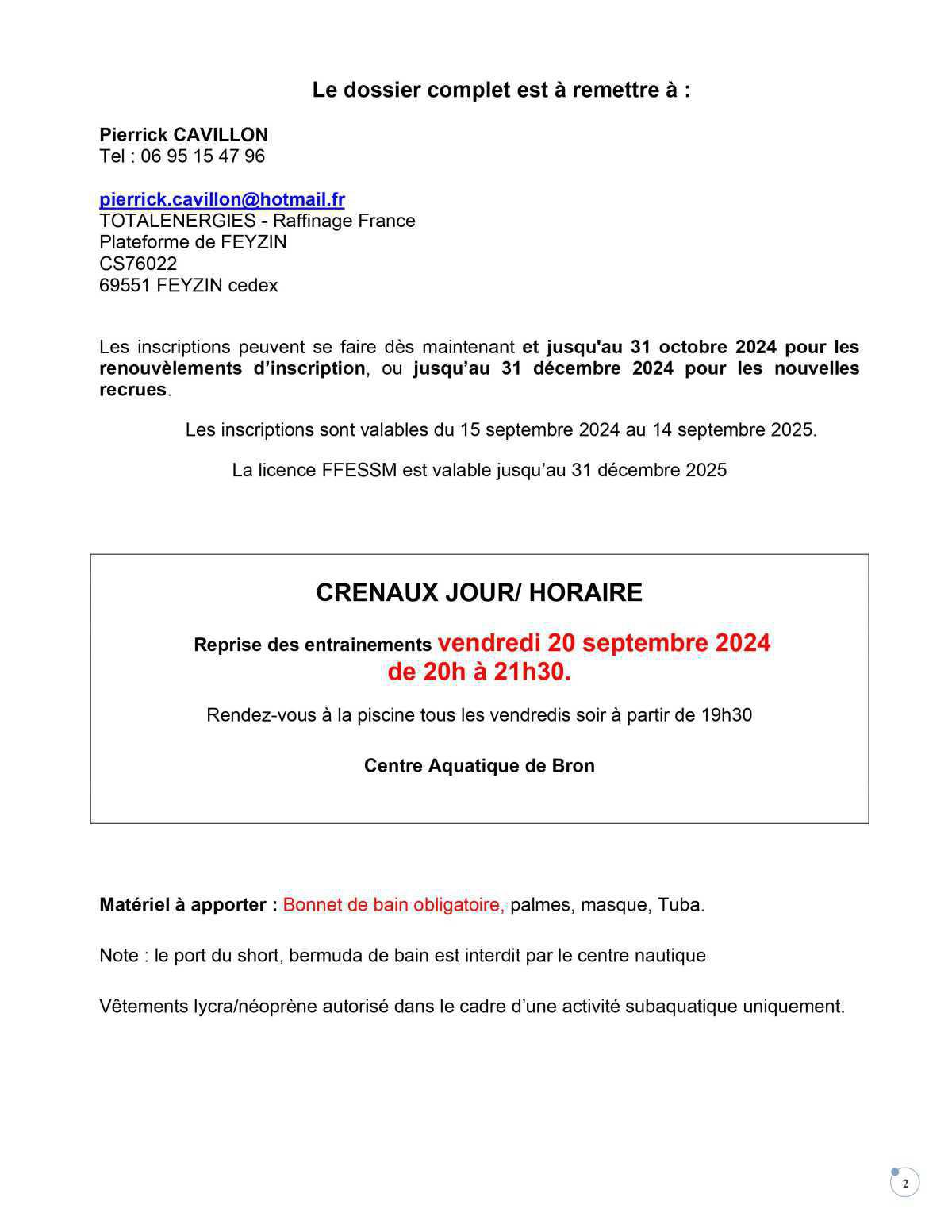 Section plongée