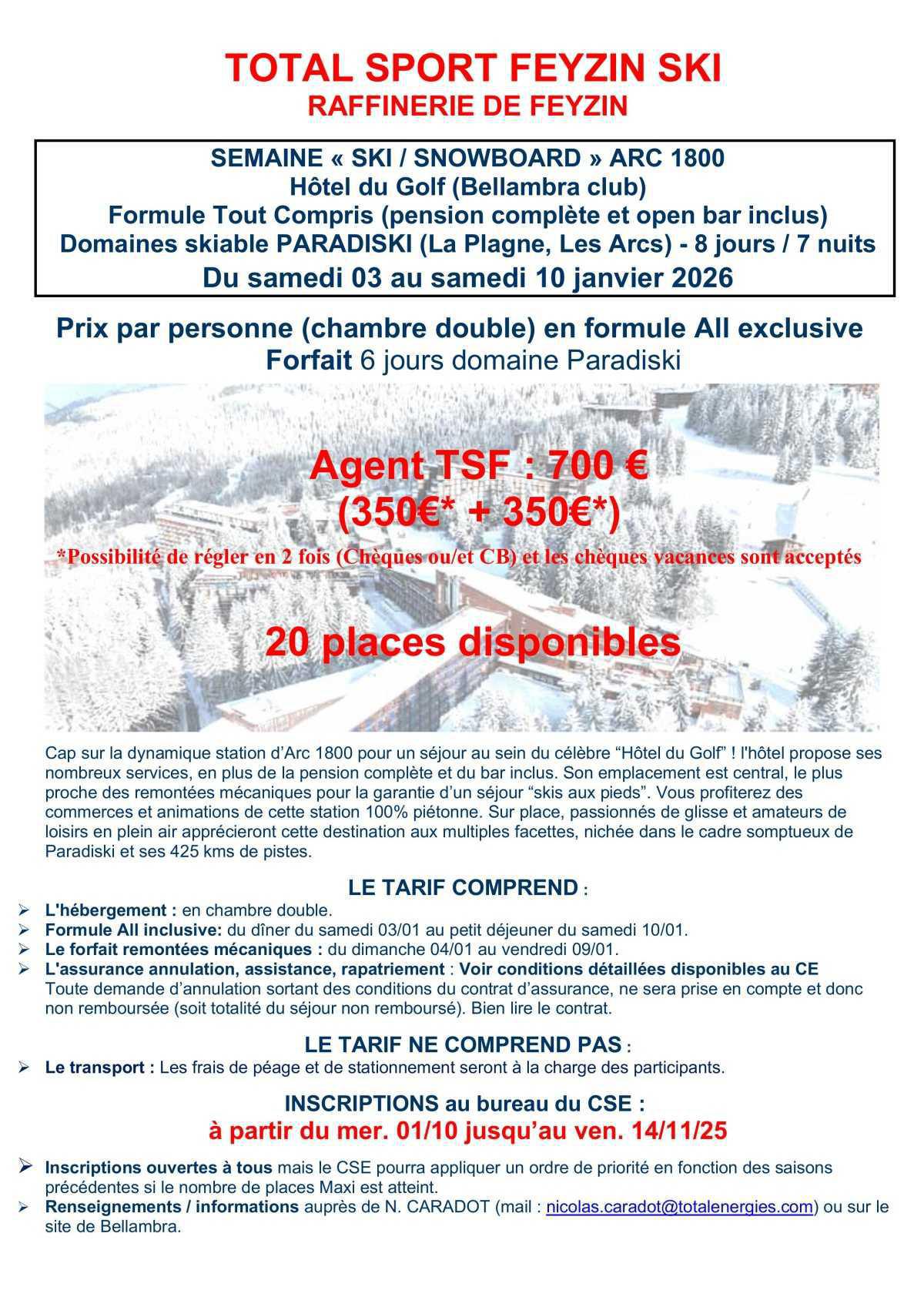 SEJOURS SKI 2026