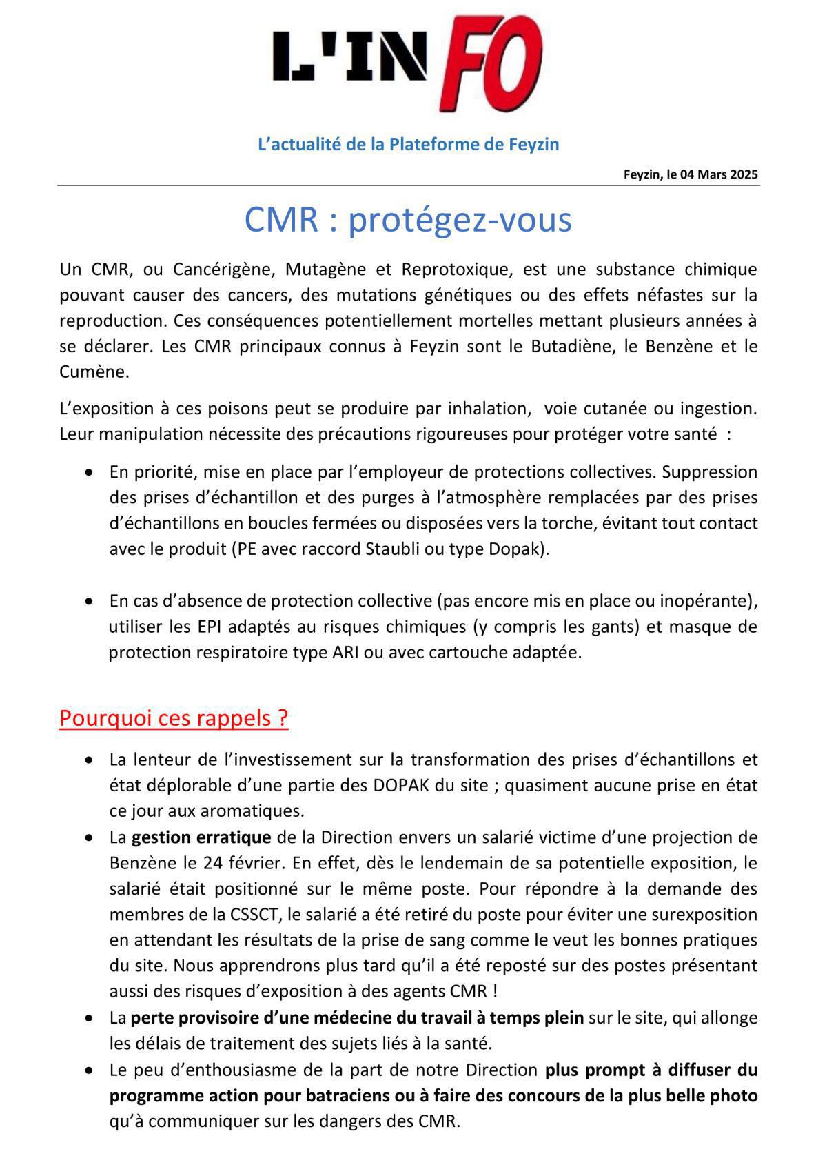 CMR , PROTEGEZ-VOUS