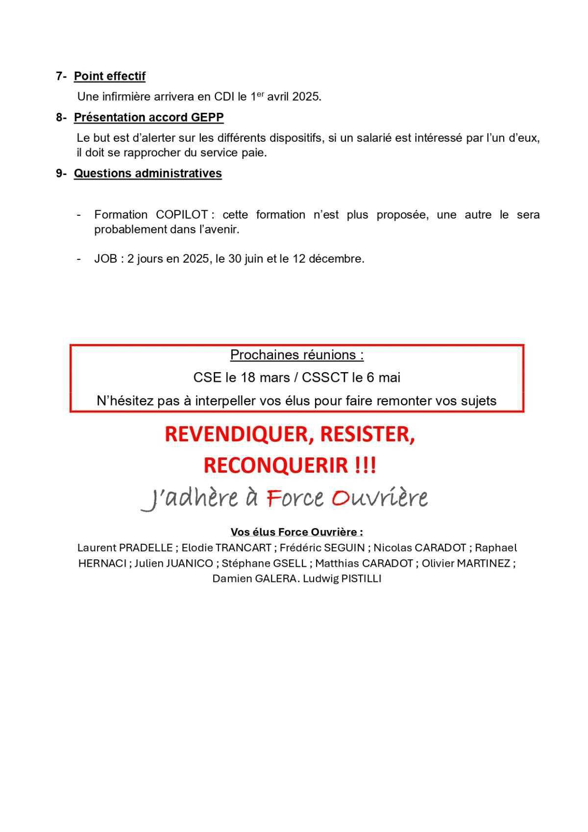 Tract CSE février 2025