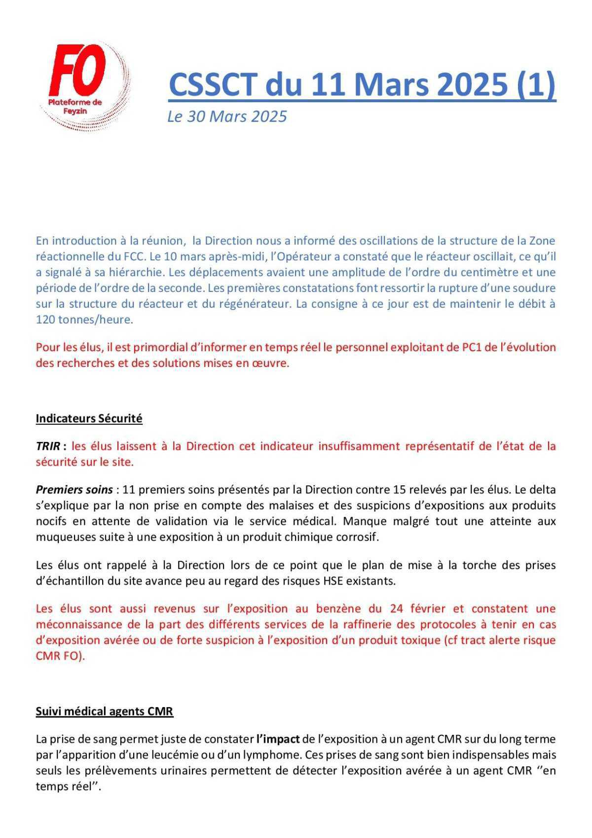 CSSCT Mars 2025-première partie