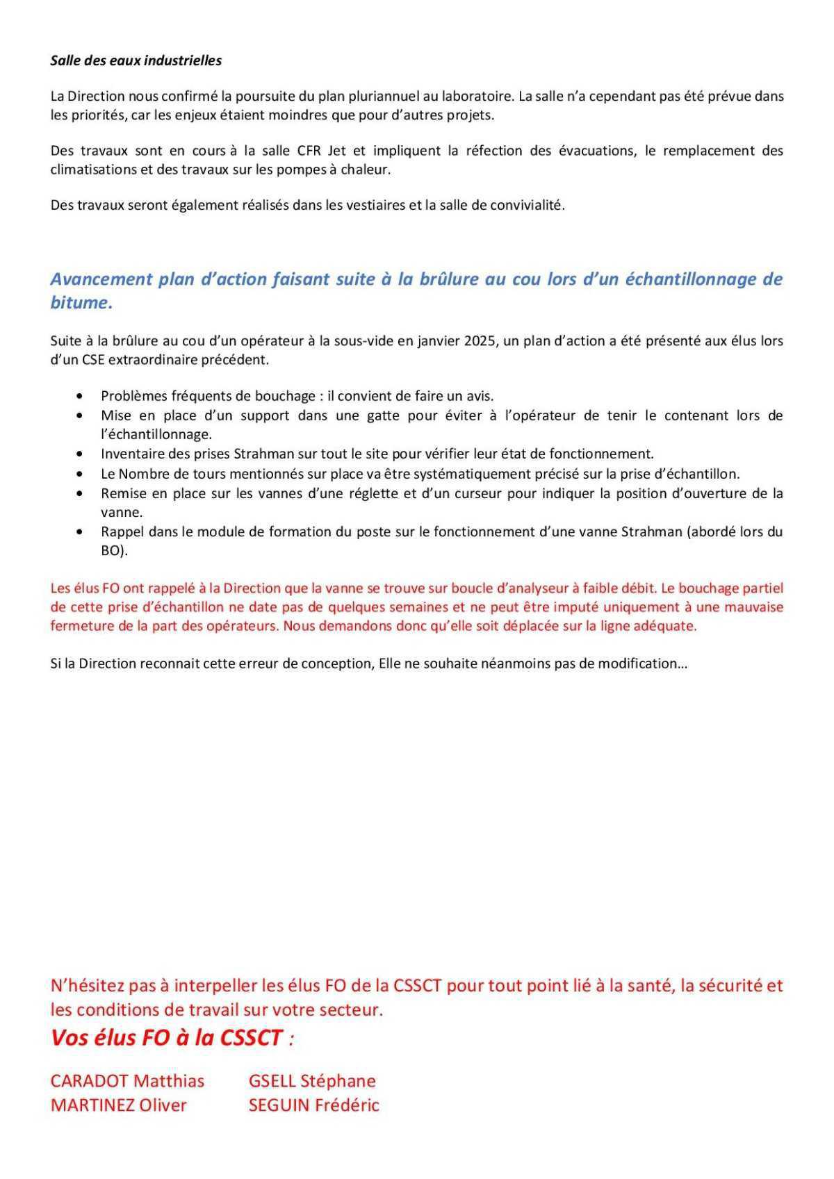 CSSCT du mois de Mai
