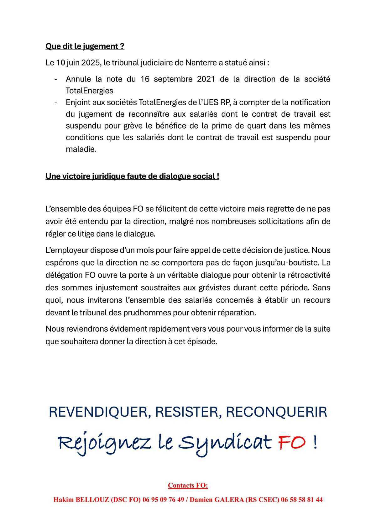 FO fait condamner TotalEnergies pour le calcul des heures de grève !