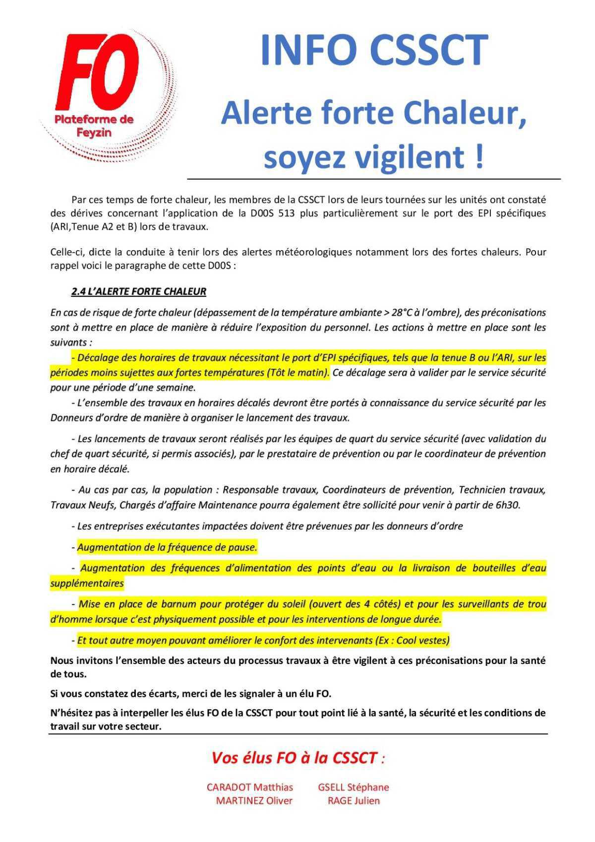 Forte chaleur, soyez vigilent !!