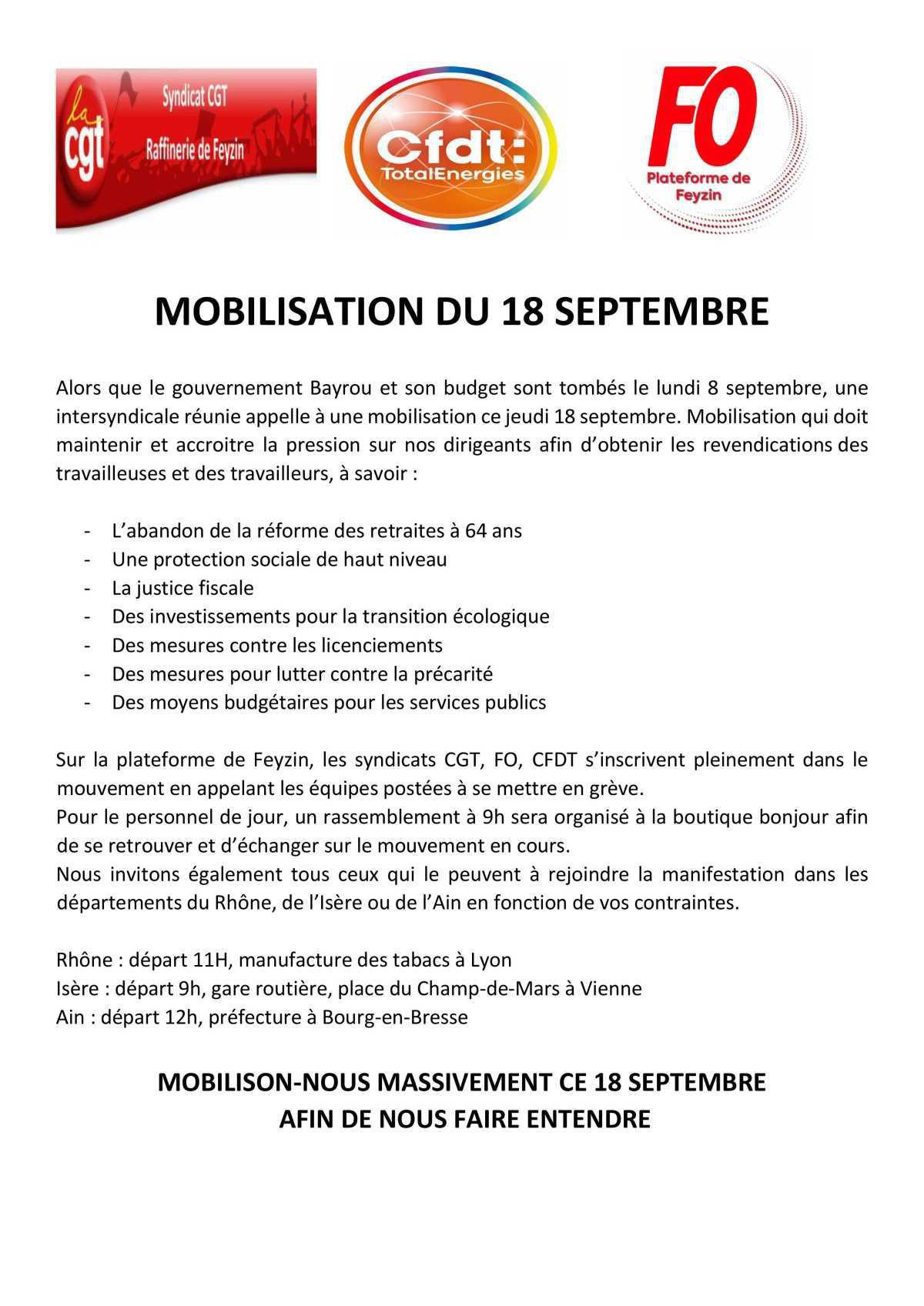 Mobilisation 18 septembre
