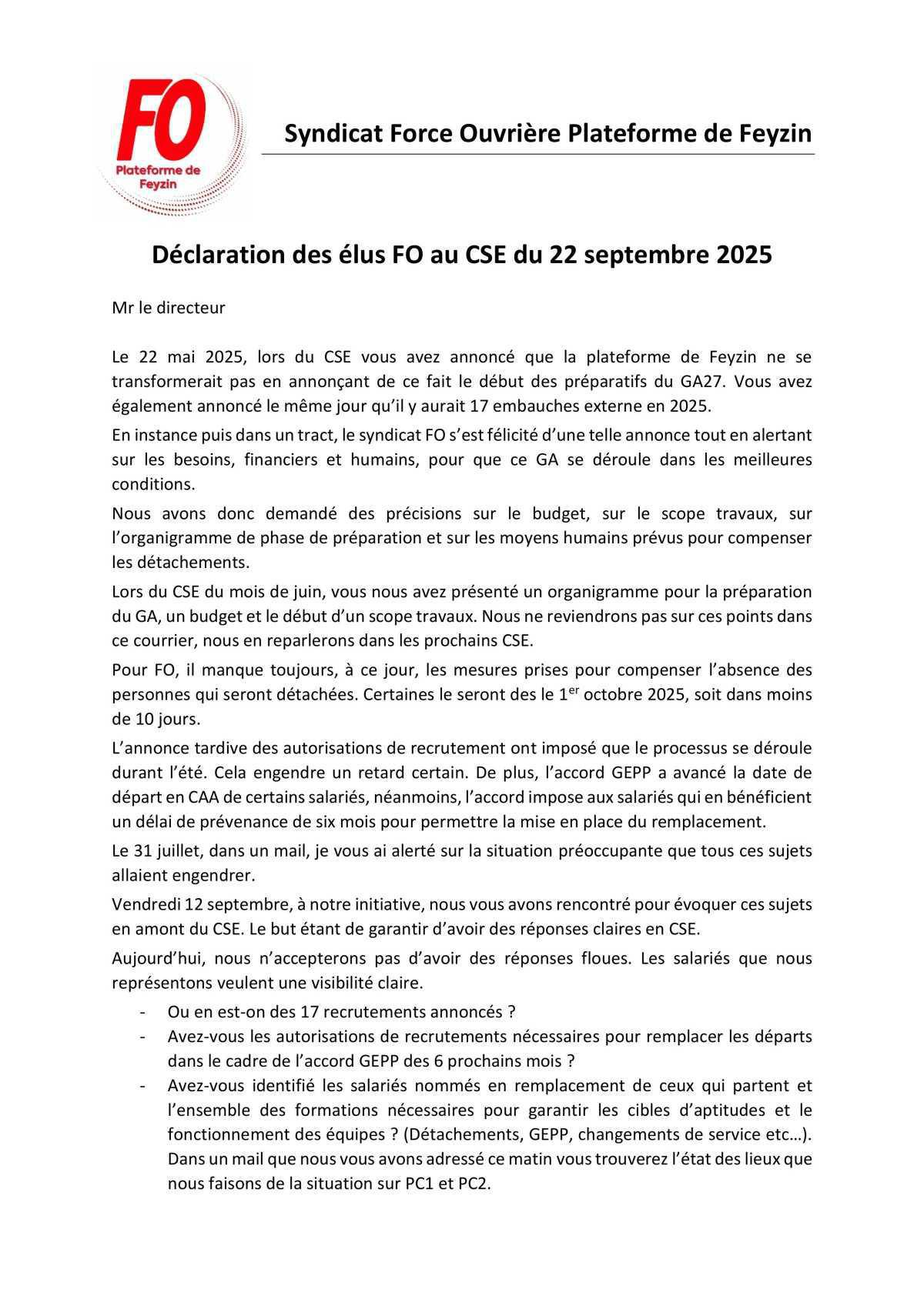 Renfort GA27 et recrutement, le temps presse! 