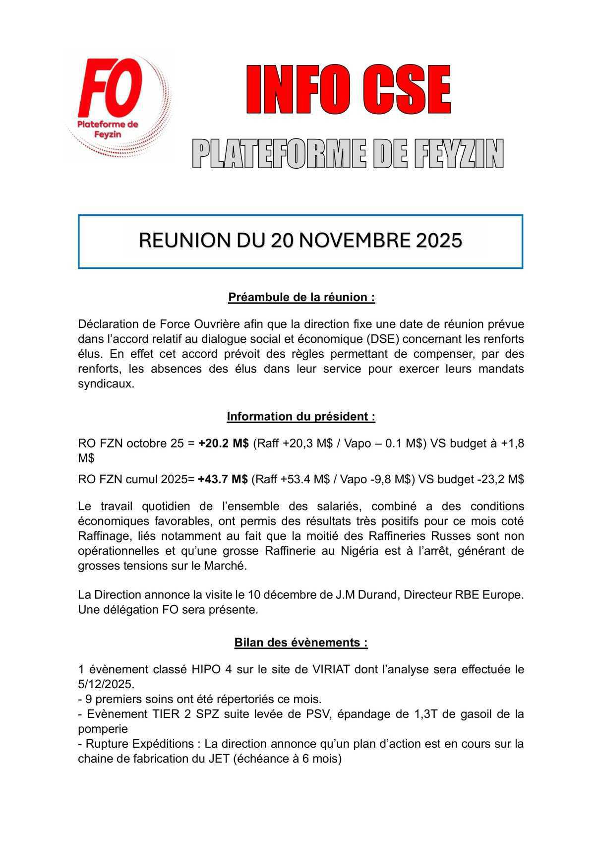 Info CSE Novembre