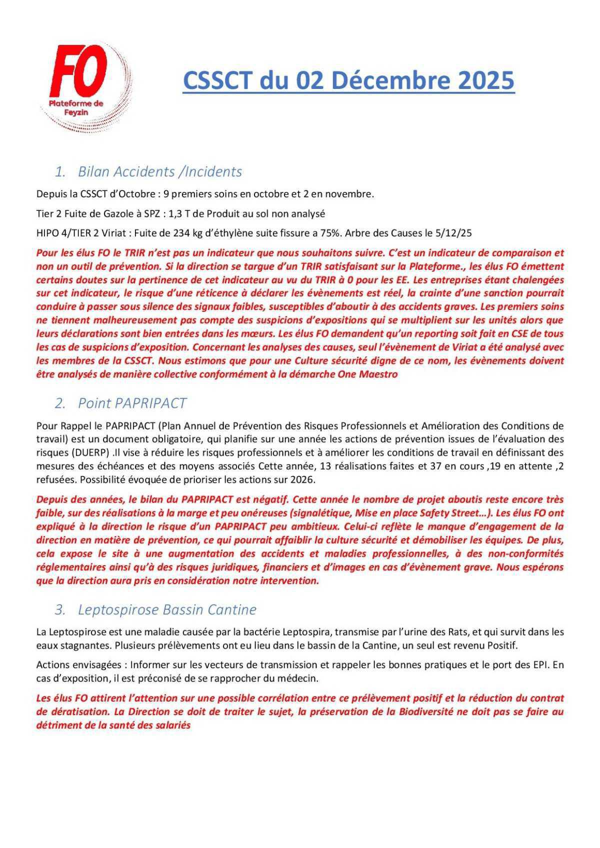 CSSCT Décembre 2025