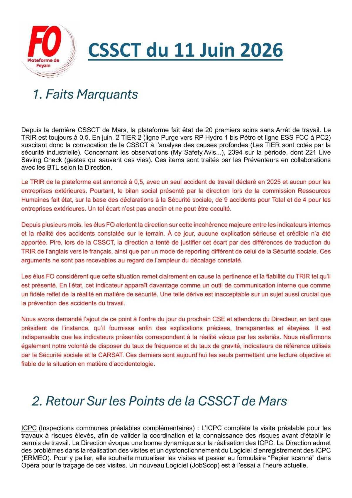 CSSCT du 11 Juin 2026