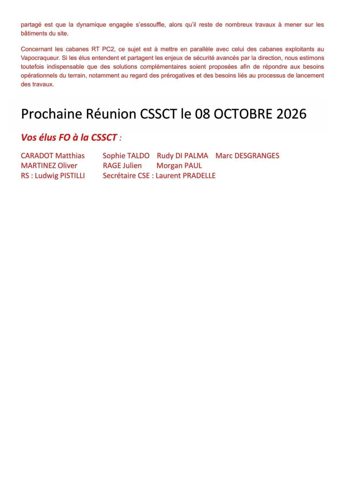 CSSCT du 11 Juin 2026