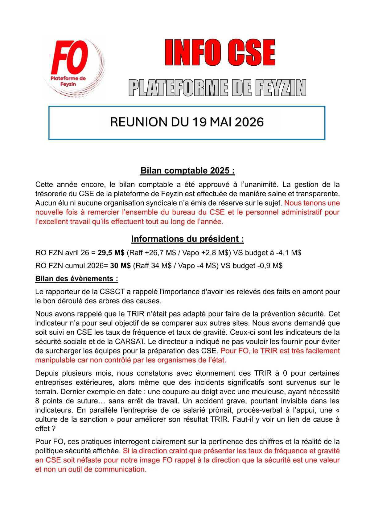 Tract CSE mai 2026