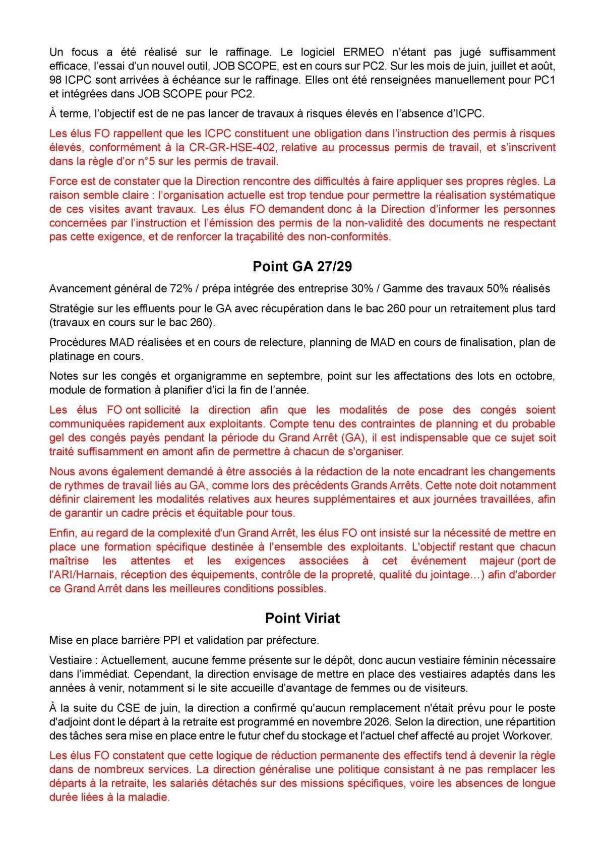 Tract CSE août 2026 et avis FO sur le bilan social 2025