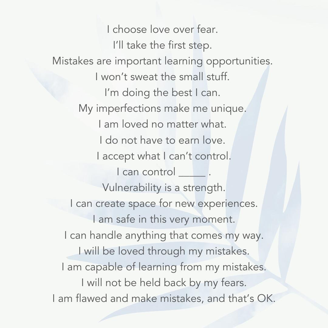Affirmations for Letting Go of Fear and Anxiety