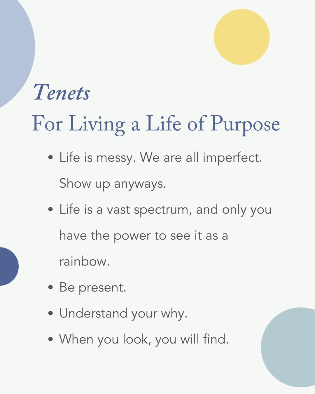 Tenets for Living a Life of Purpose