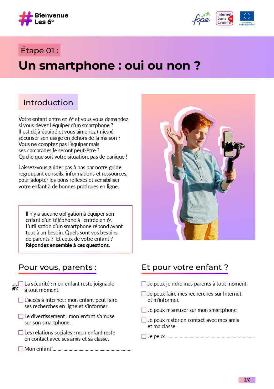 Le smartphone, mise en place du Kit famille pour sa bonne utilisation