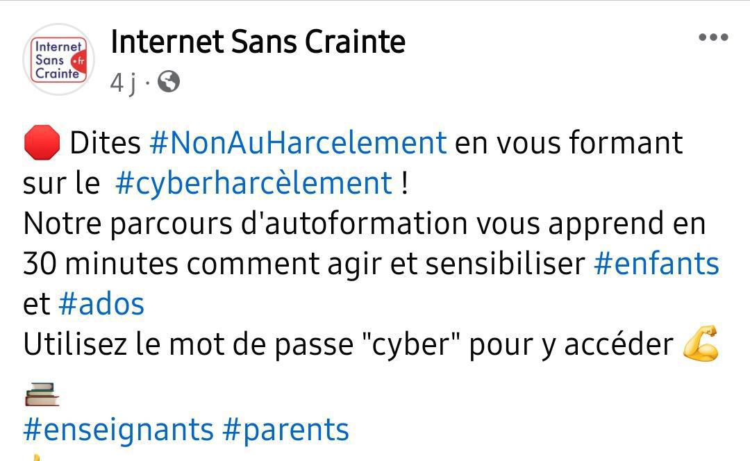 Internet Sans Crainte vous forme sur le cyberharcèlement