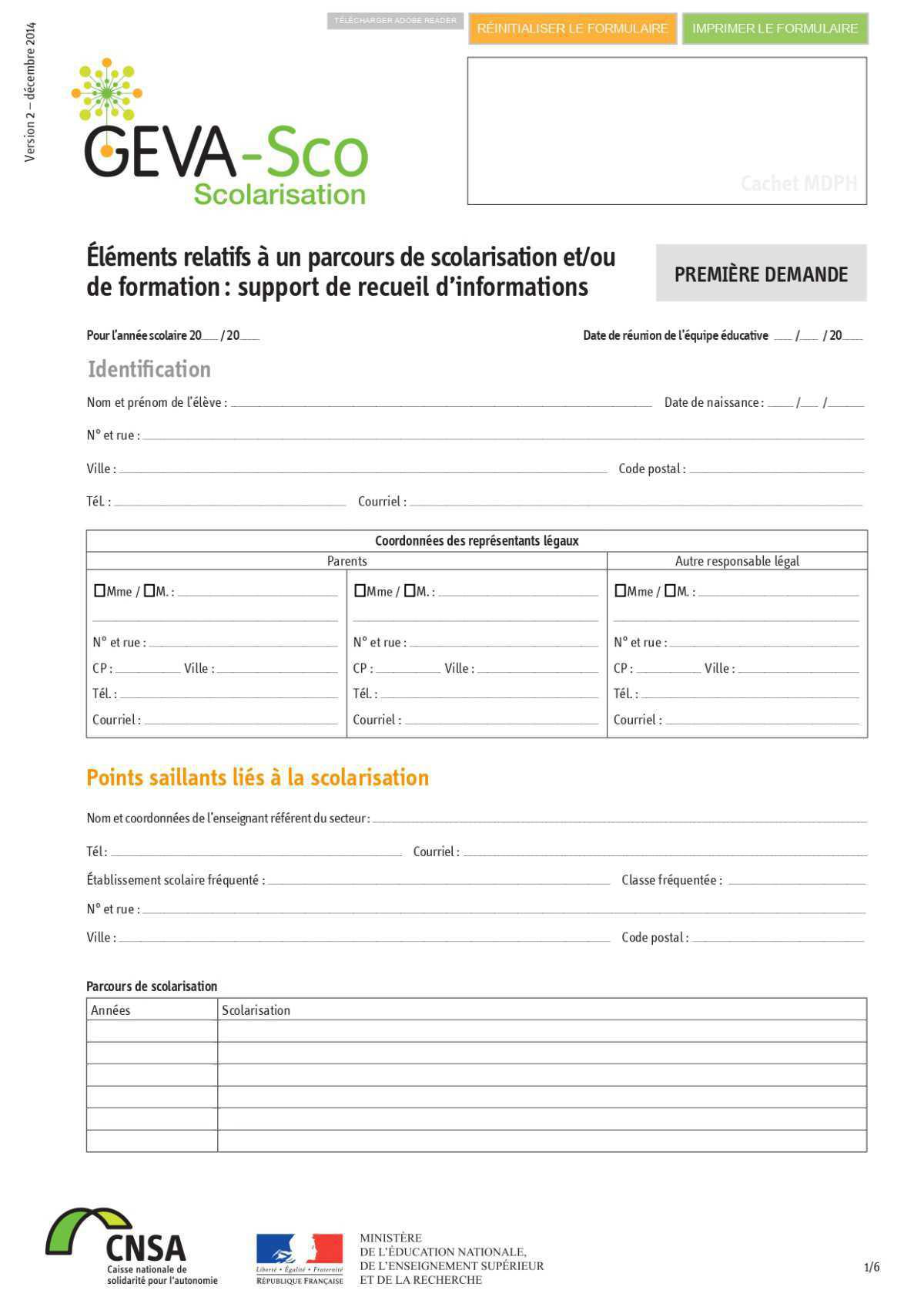 GEVA-Sco Scolarisation: documentation à imprimer