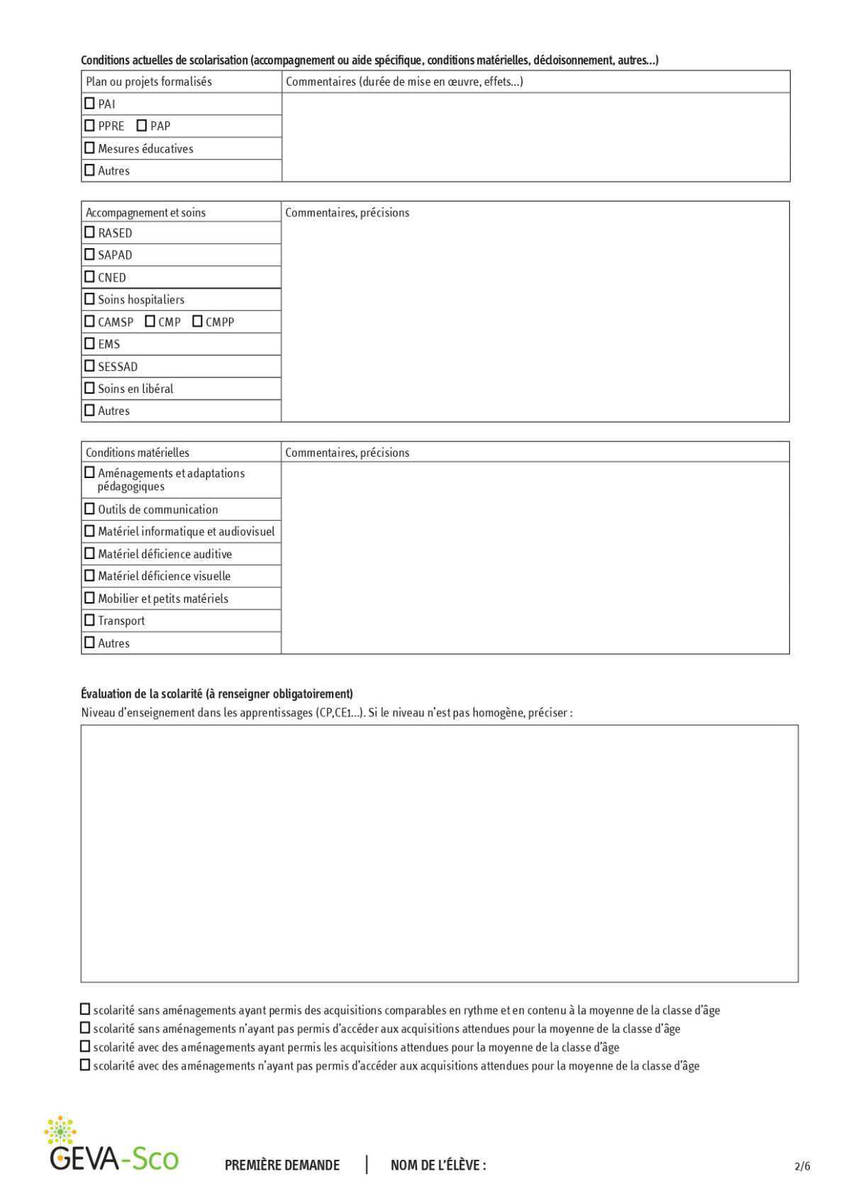 GEVA-Sco Scolarisation: documentation à imprimer