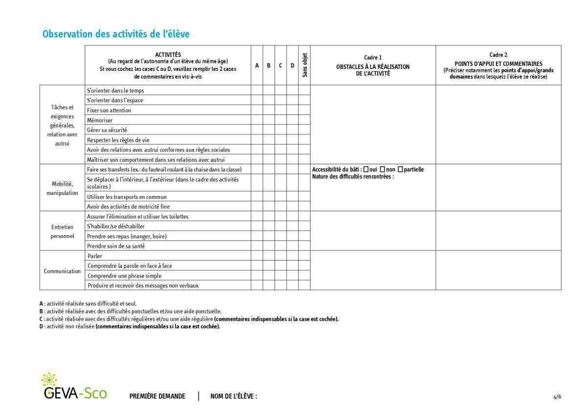 GEVA-Sco Scolarisation: documentation à imprimer