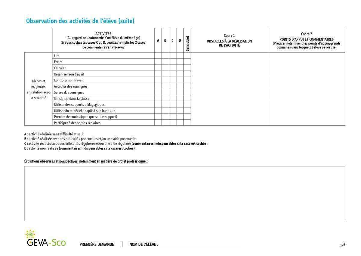 GEVA-Sco Scolarisation: documentation à imprimer