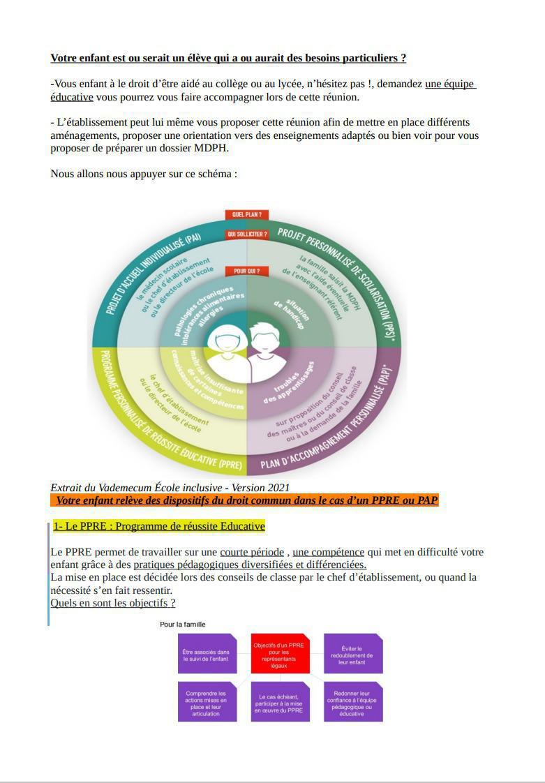 Elèves à besoins particuliers: vos droits