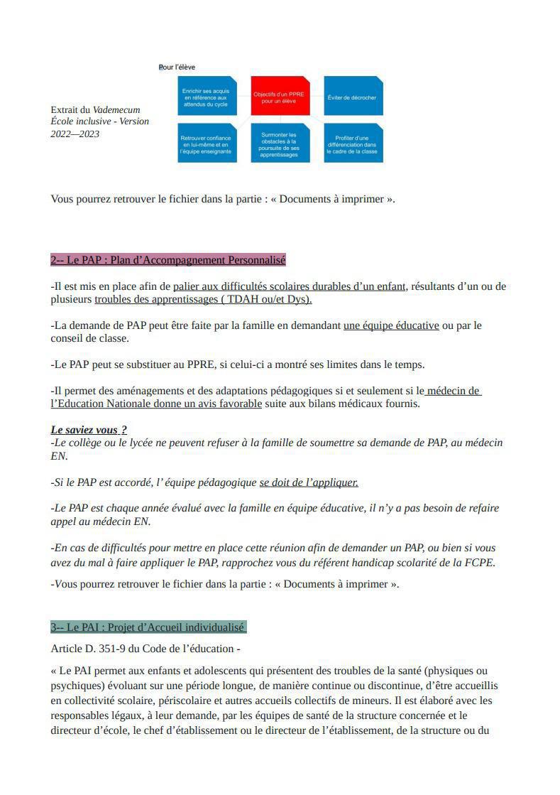 Elèves à besoins particuliers: vos droits