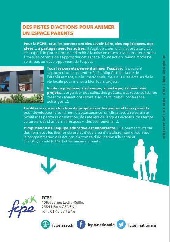 Espaces parents à l'école, un objectif avoué de la FCPE