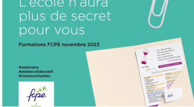 Formations, webinaires et classes virtuelles organisés par la FCPE