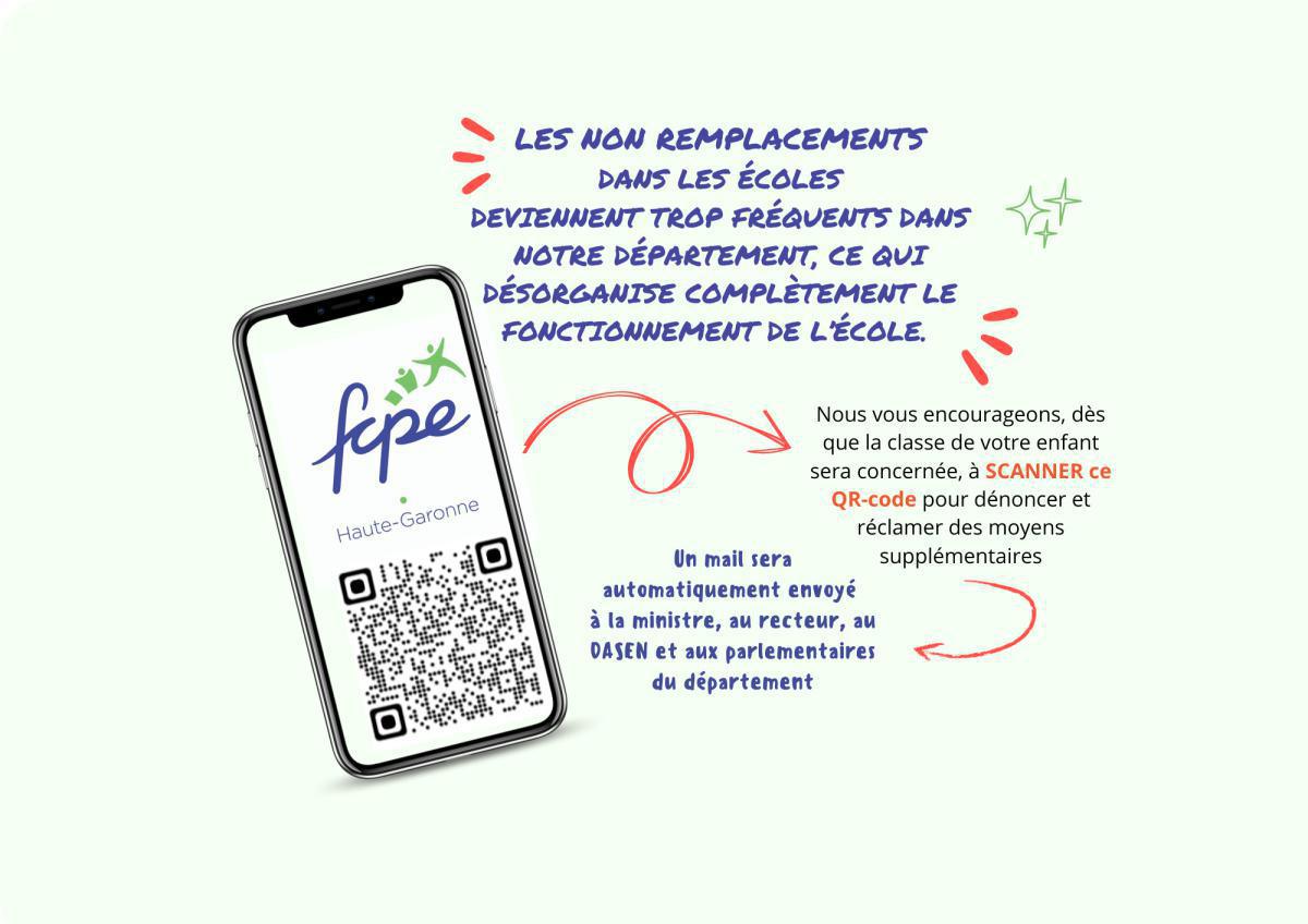 Un QR-code pour dénoncer le non remplacement dans les écoles de Haute-Garonne Un QR-code pour dénoncer le non remplacement dans les écoles de Haute-Garonne
