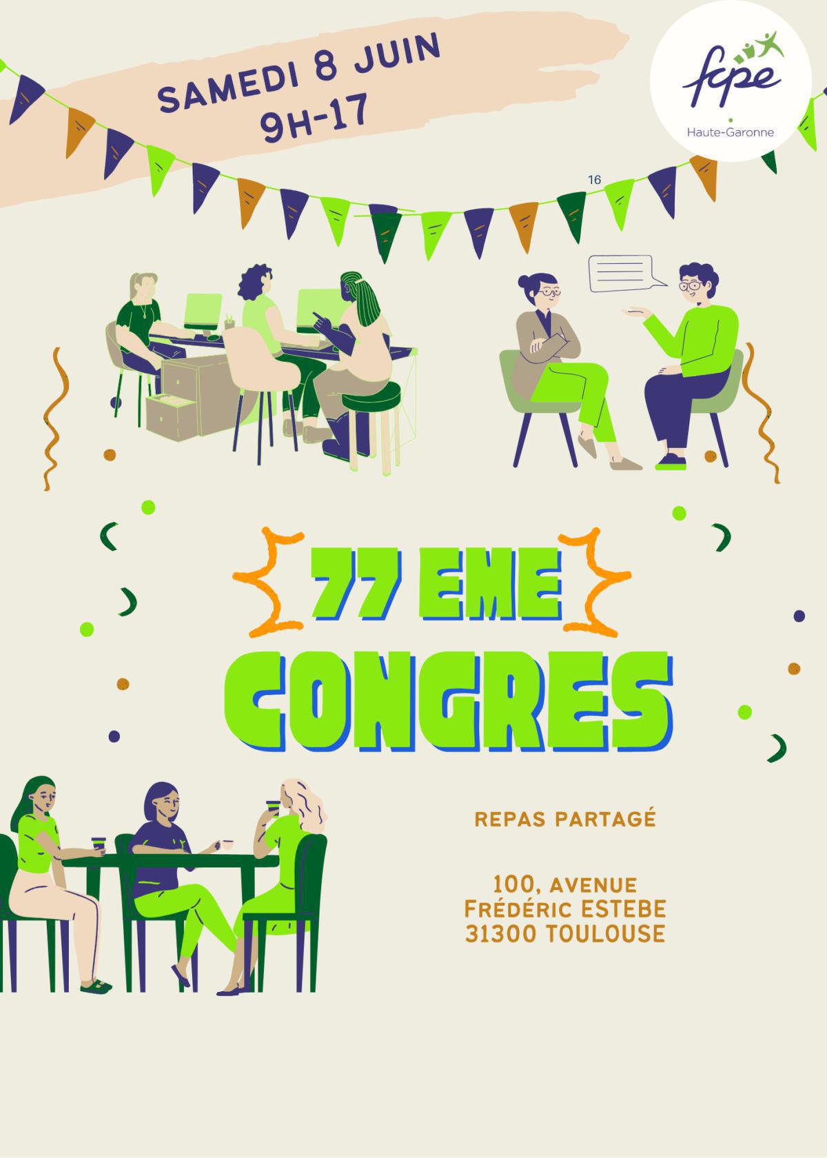 Congrès départemental FCPE31 le samedi 8 juin 2024