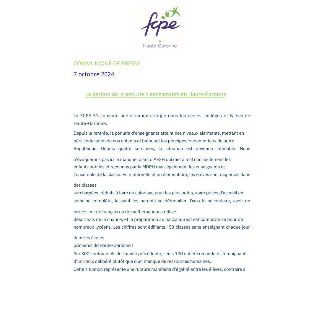 Retour sur la mobilisation du 9 octobre devant le rectorat....pour dénoncer la pénurie d'enseignants dans nos écoles