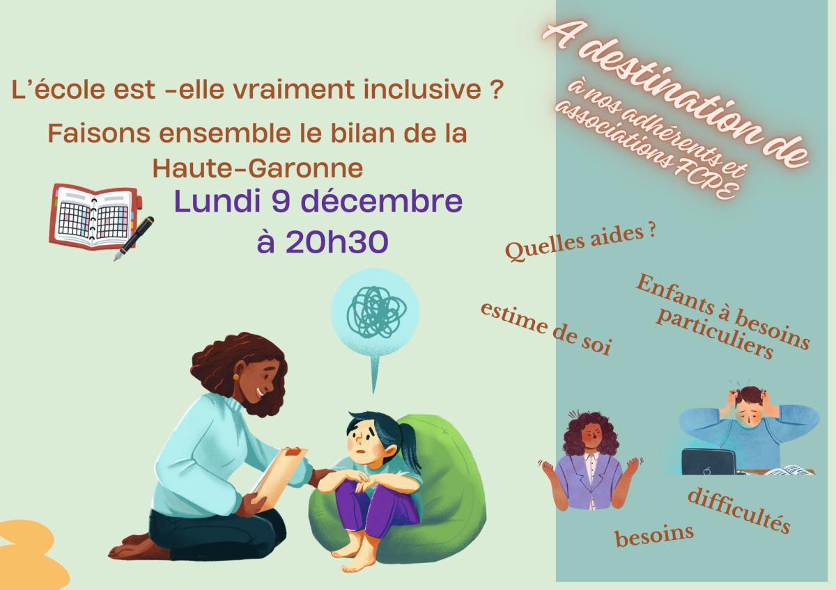 INCLUSION - RDV lundi 9 décembre à 20h30 pour échanger sur l'inclusion et le handicap...